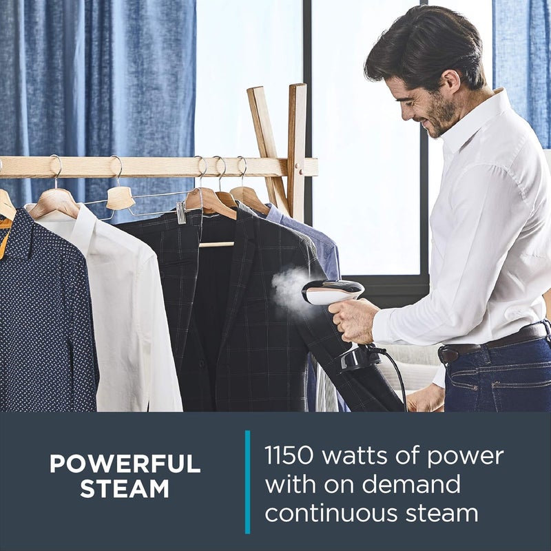 Rowenta , Steamer for Clothes, Access Steam Handheld Steamer, 15 Second Heatup, 4 Ounce Capacity, 1150 Watts, Portable, Ironing, Travel Must Have, White Clothes Steamer, DR3030 - Image 3